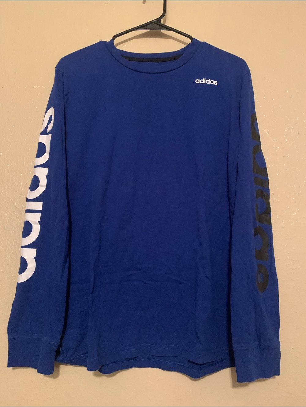 NWOT Adidas Long-Sleeve Logo Crew in Royal Blue (XL)